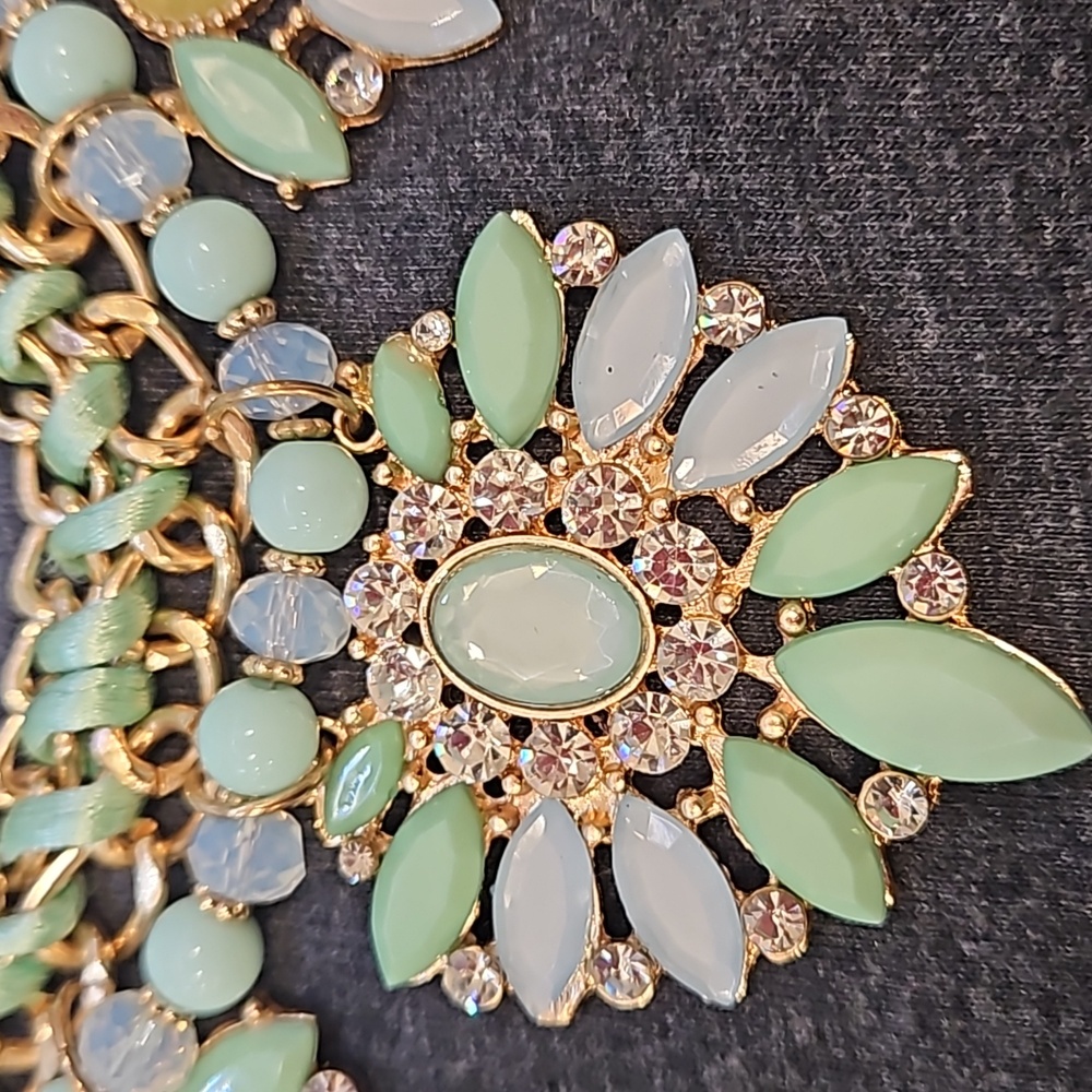 Napier Multi Stone Rhinestine Statement Piece Gol… - image 3